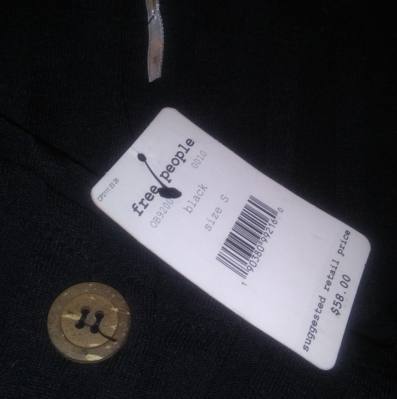 (A-2) NEW Free People black button up top SM - Picture 3 of 3